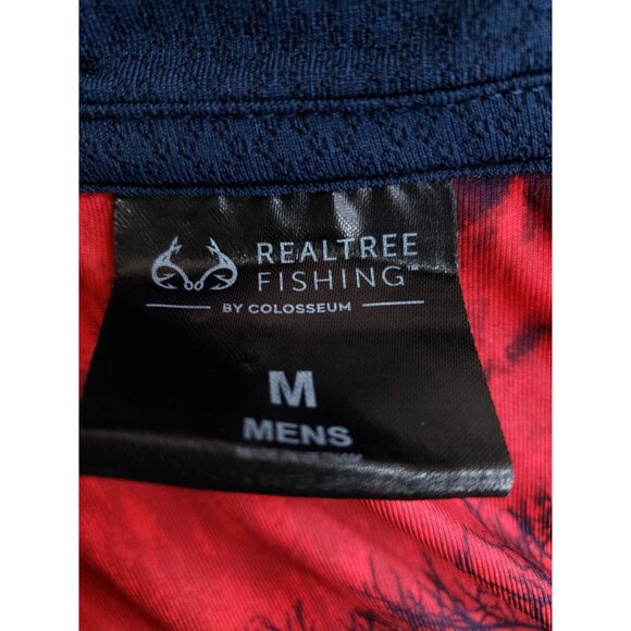 Realtree Fishing Half Zip Shirt Men's Size Medium Red Camouflage Vented - Picture 6 of 8